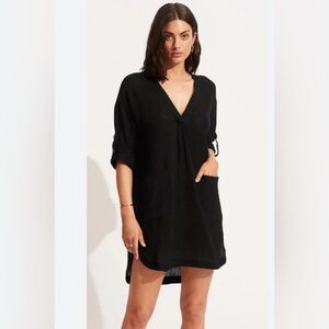Seafolly Black V-Neck Swim Cover-Up